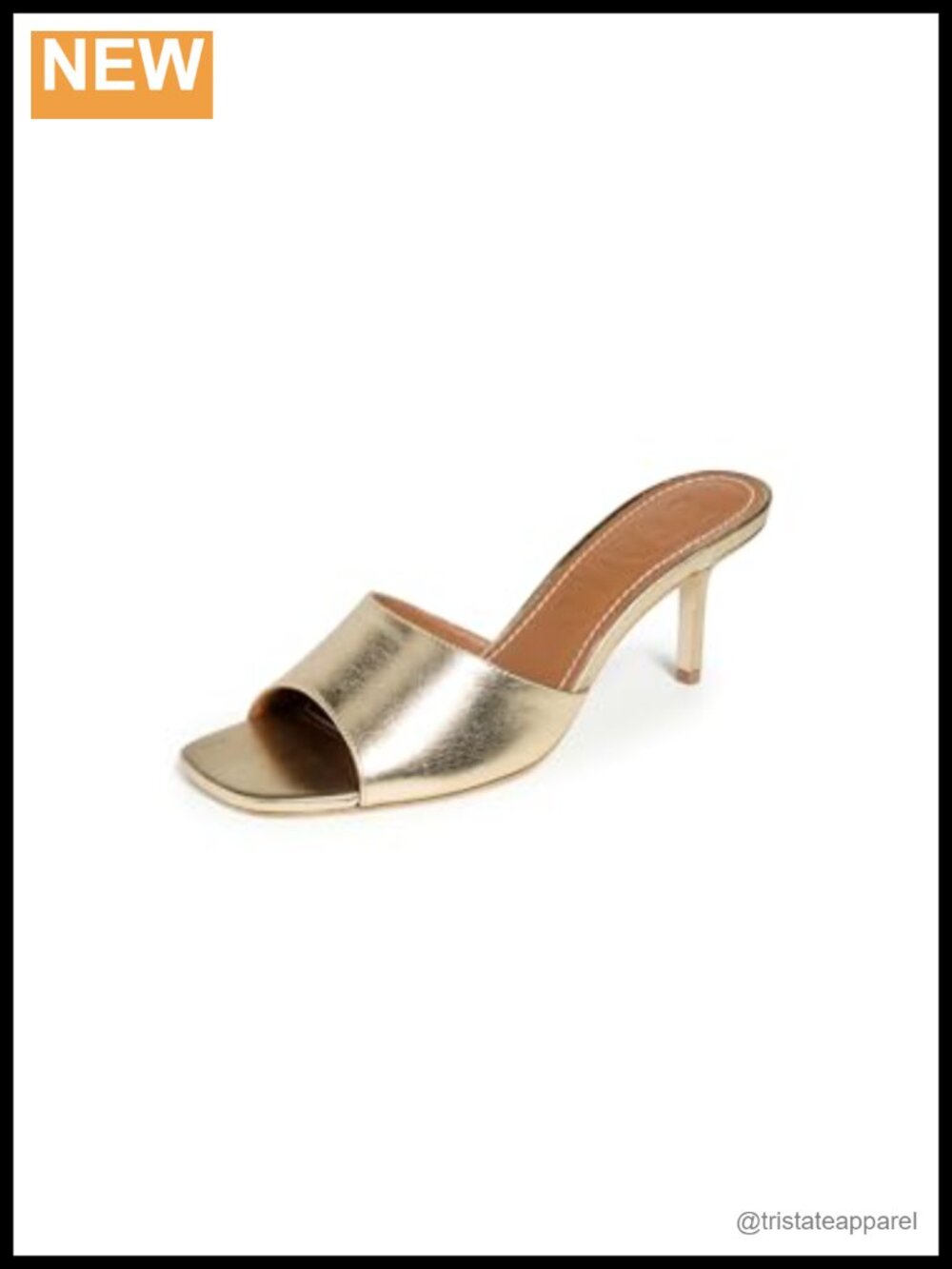 STAUD Bea Mules Leather Stiletto Heel Slip On Open Toe